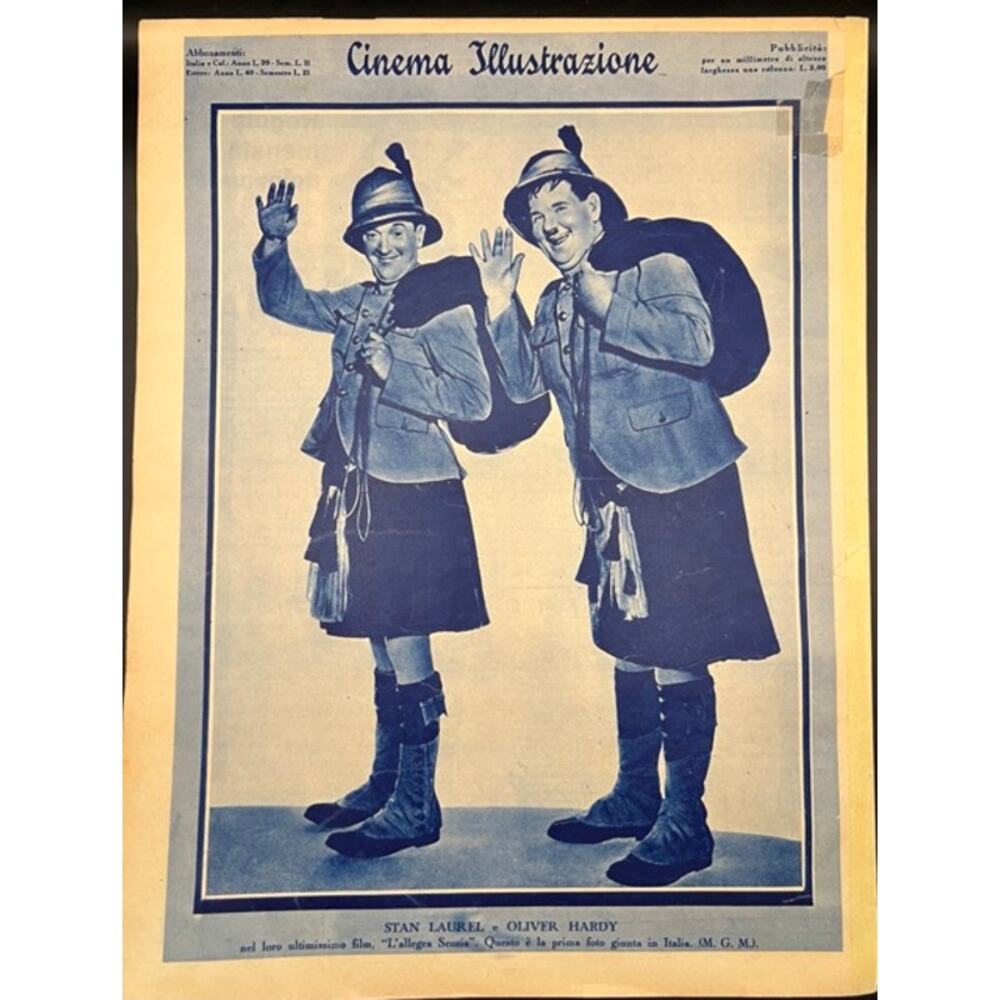 RARE 1935 Italian Laurel and Hardy Magazine Bonnie Scotland Jean Harlow Crawford